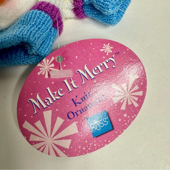NWT. 2 knit sweater ornaments with 3-dimensional snowman. Brand is Russ. - Picture 4 of 10